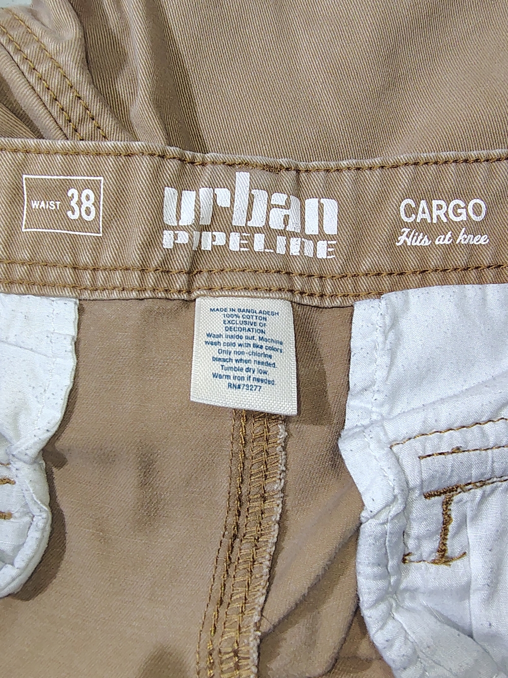 Urban Pipeline Cargo Shorts Men Size 38 Tan Thick Cotton Utility Outdoor - Picture 10 of 11